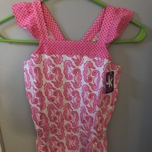 J-Khaki little girls pink romper, size 6, NWT